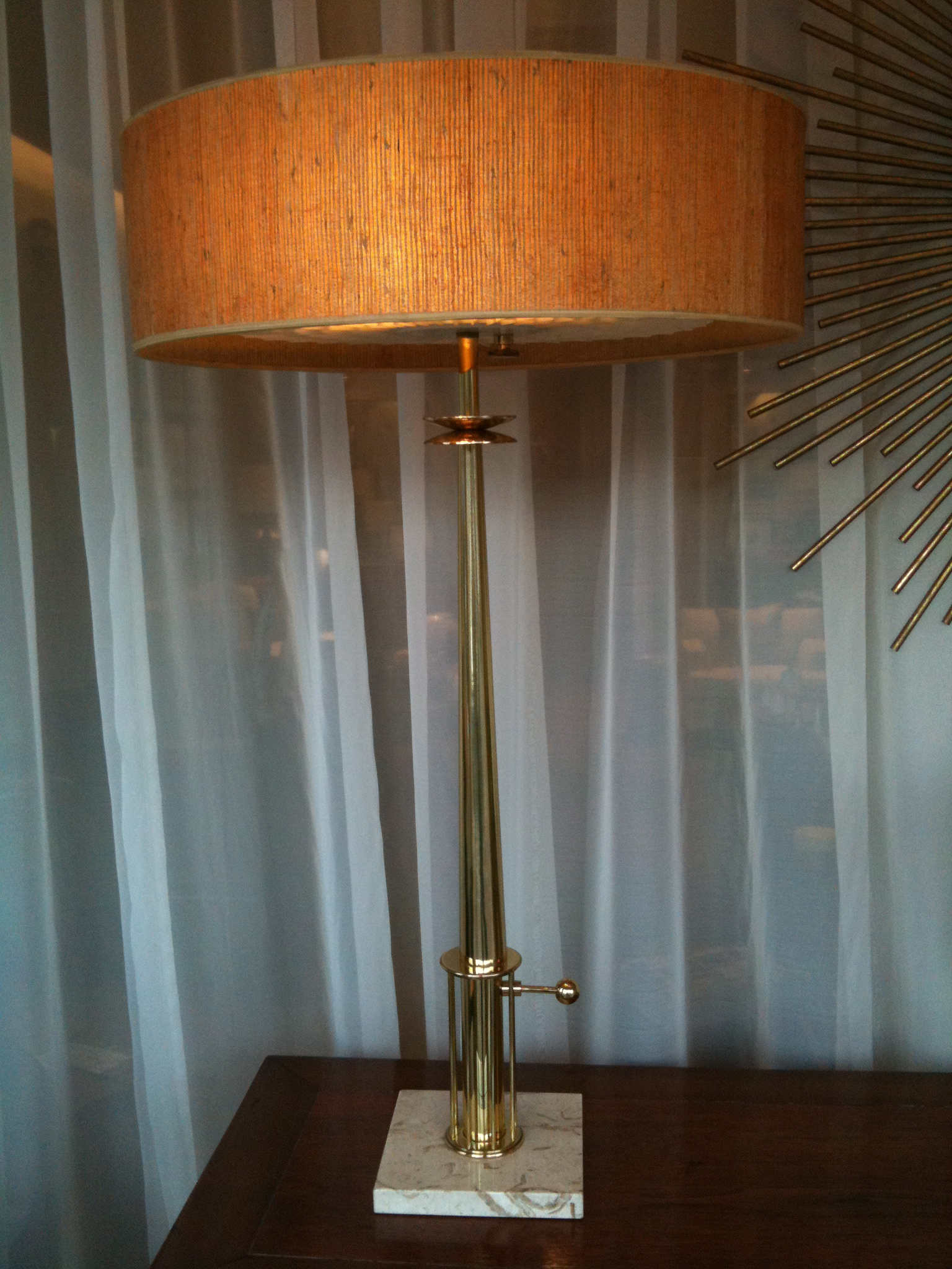 Pair of Vintage Stiffel Brass and Marble Lamps